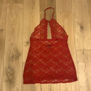 Red lace Victoria’s Secret slip